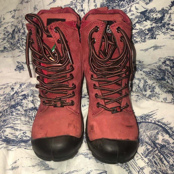 P&F Workwear Red Women’s Work Boots Waterproof Safety Toe Size 5 US - Picture 2 of 13